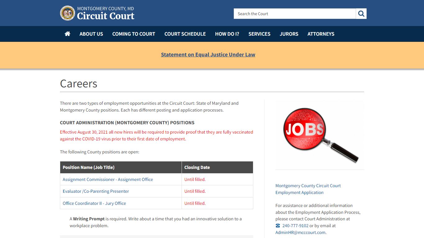 Career - Montgomery County, MD Circuit Court